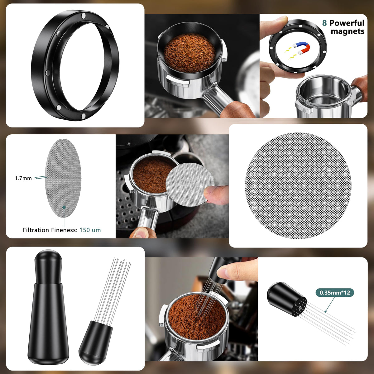 YOZYU ultra-thin puck screen (0.2mm) for even water distribution.