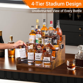 YQBRAO 16-inch liquor rack with guardrails keeps bottles secure