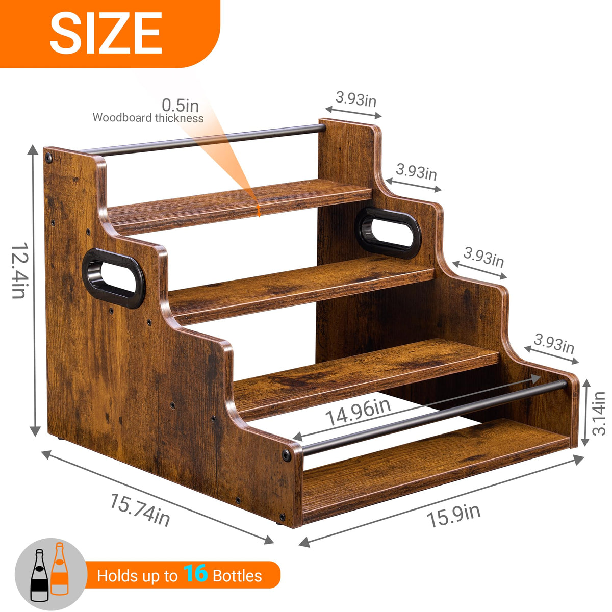 YQBRAO 16-inch liquor shelf keeps bottles organized and accessible