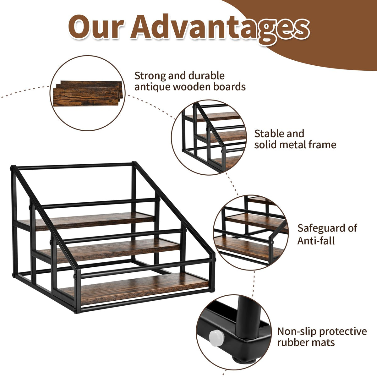 YQBRAO 3-tier holder saves counter space in kitchens and cafés.
