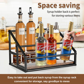 YQBRAO kitchen-counter setup keeps syrups, oils, and dressings tidy and accessible.