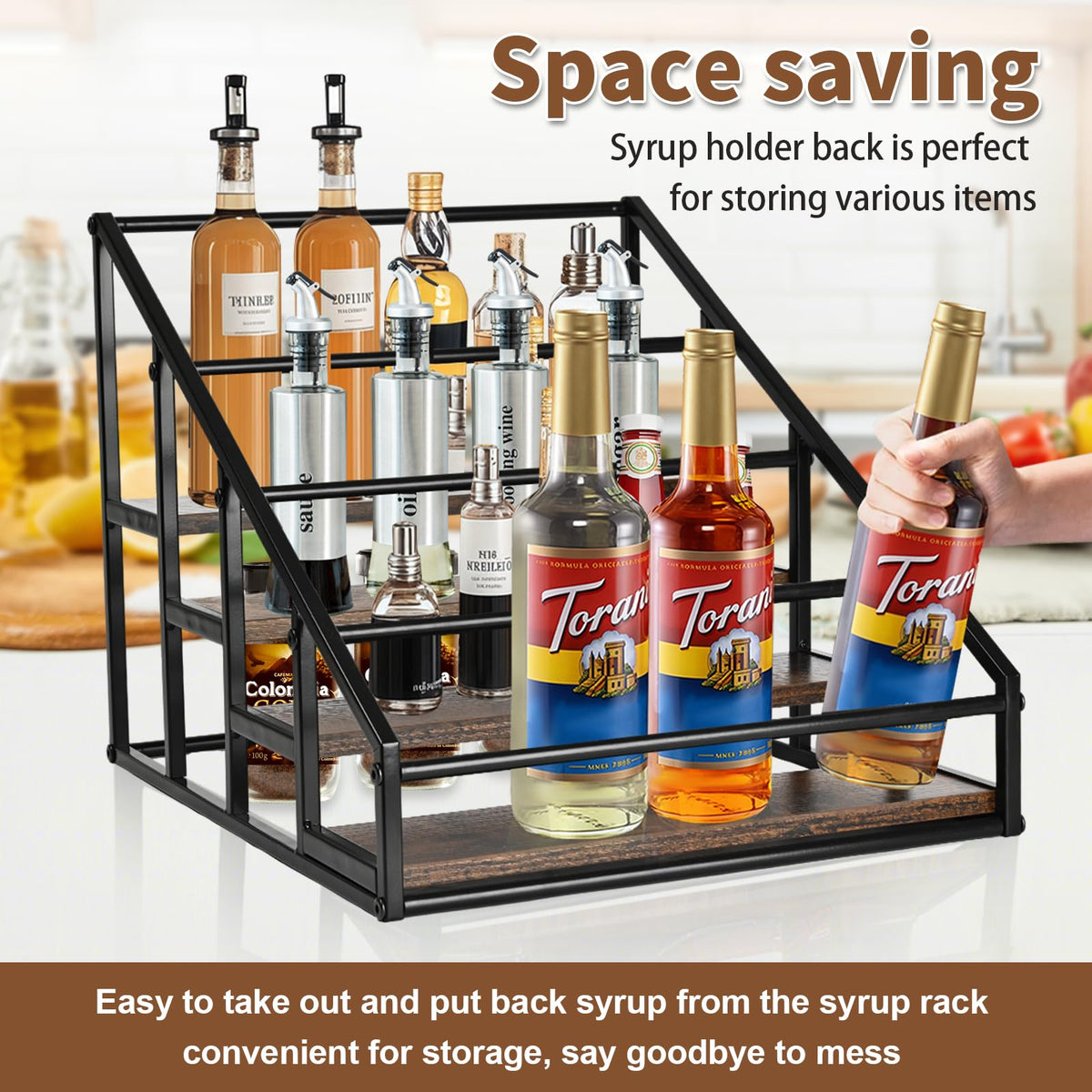 YQBRAO kitchen counter organizer display blends functionality with aesthetic charm