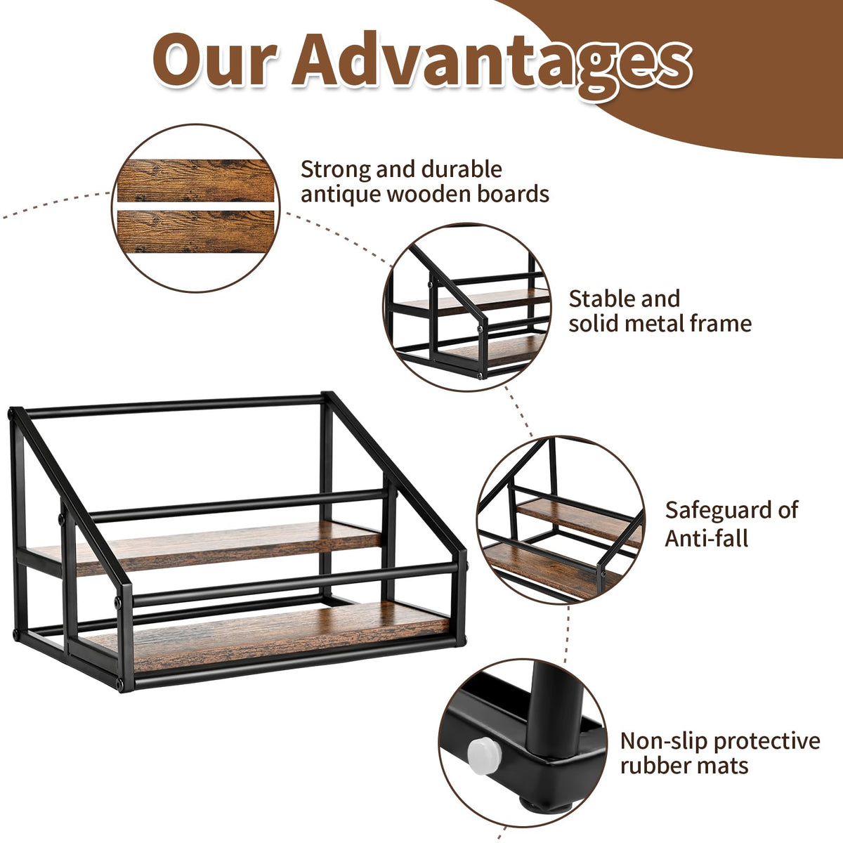 YQBRAO rustic wood base adds warmth and stability to your counter.