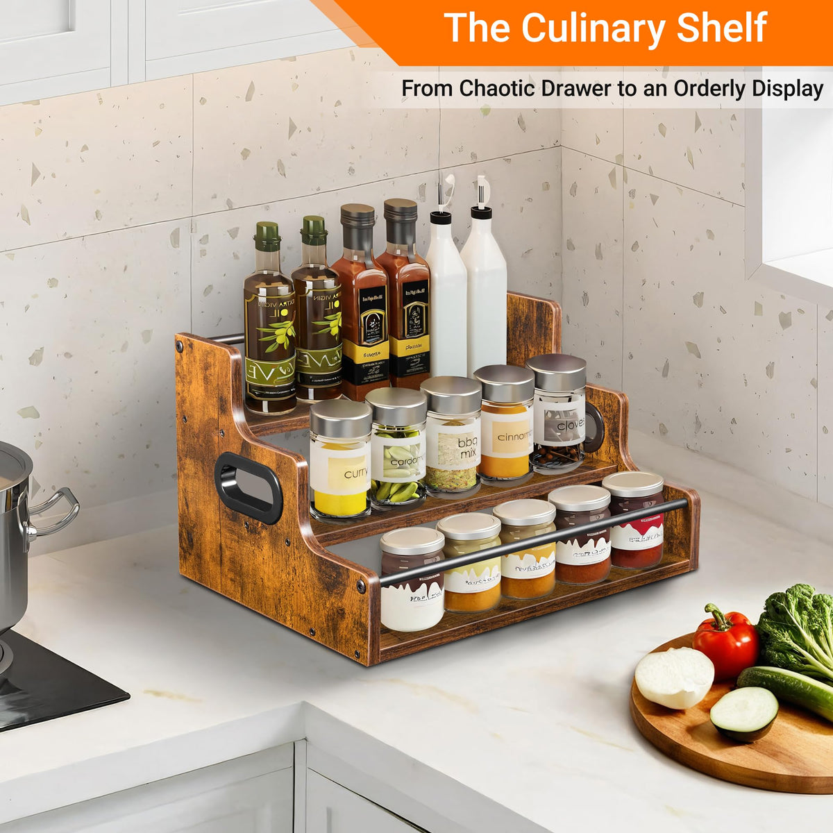 YQBRAO three-tier design fits bar counters, coffee stations, or kitchen shelves.