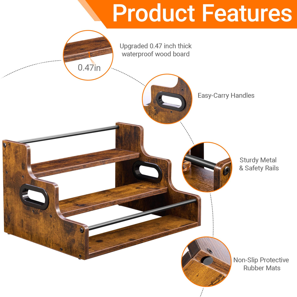 YQBRAO display shelf with dual handles for easy transportation.