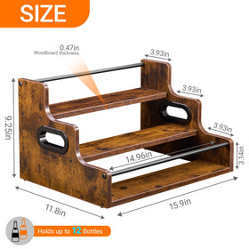YQBRAO rustic shelf features a sturdy guardrail to keep bottles secure.