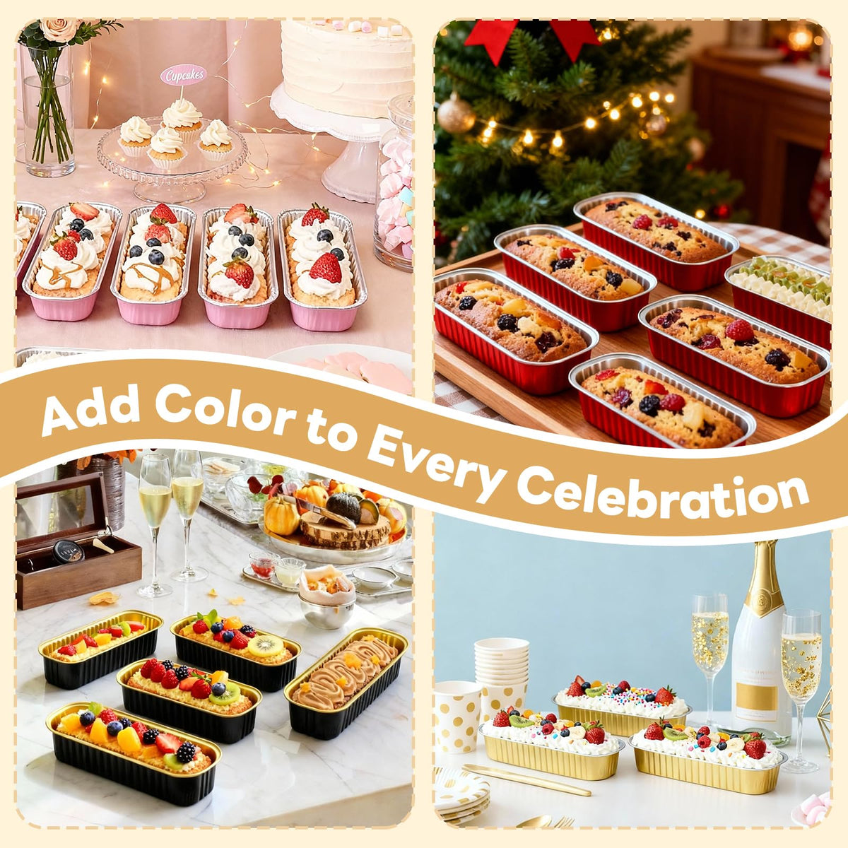 YQER red mini loaf pans with lids, festive desserts and fast servings