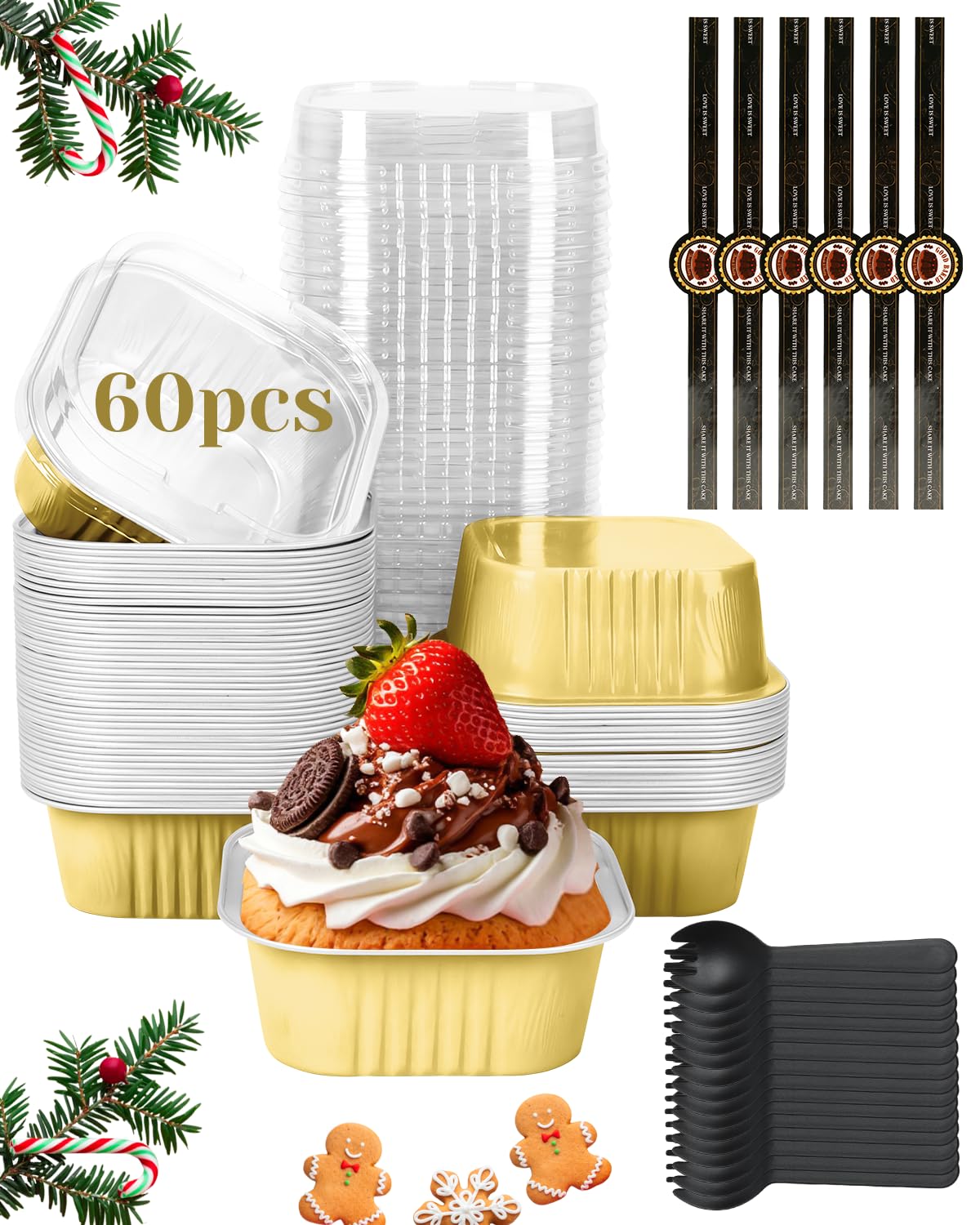 YQER 60-pack square pans with lids and spoons for easy catering