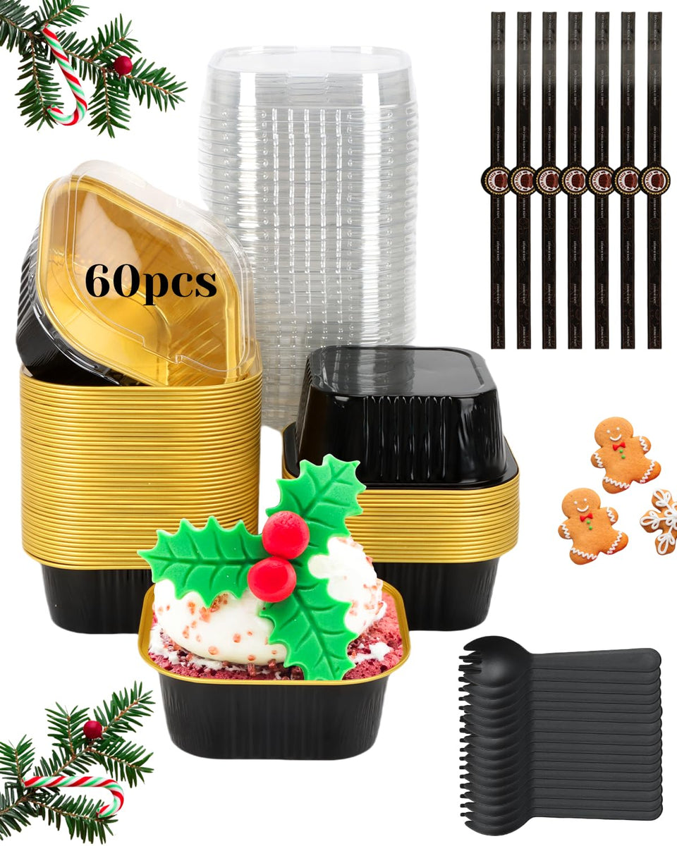 YQER 60-pack square cake pans with lids for easy batch baking and transport.