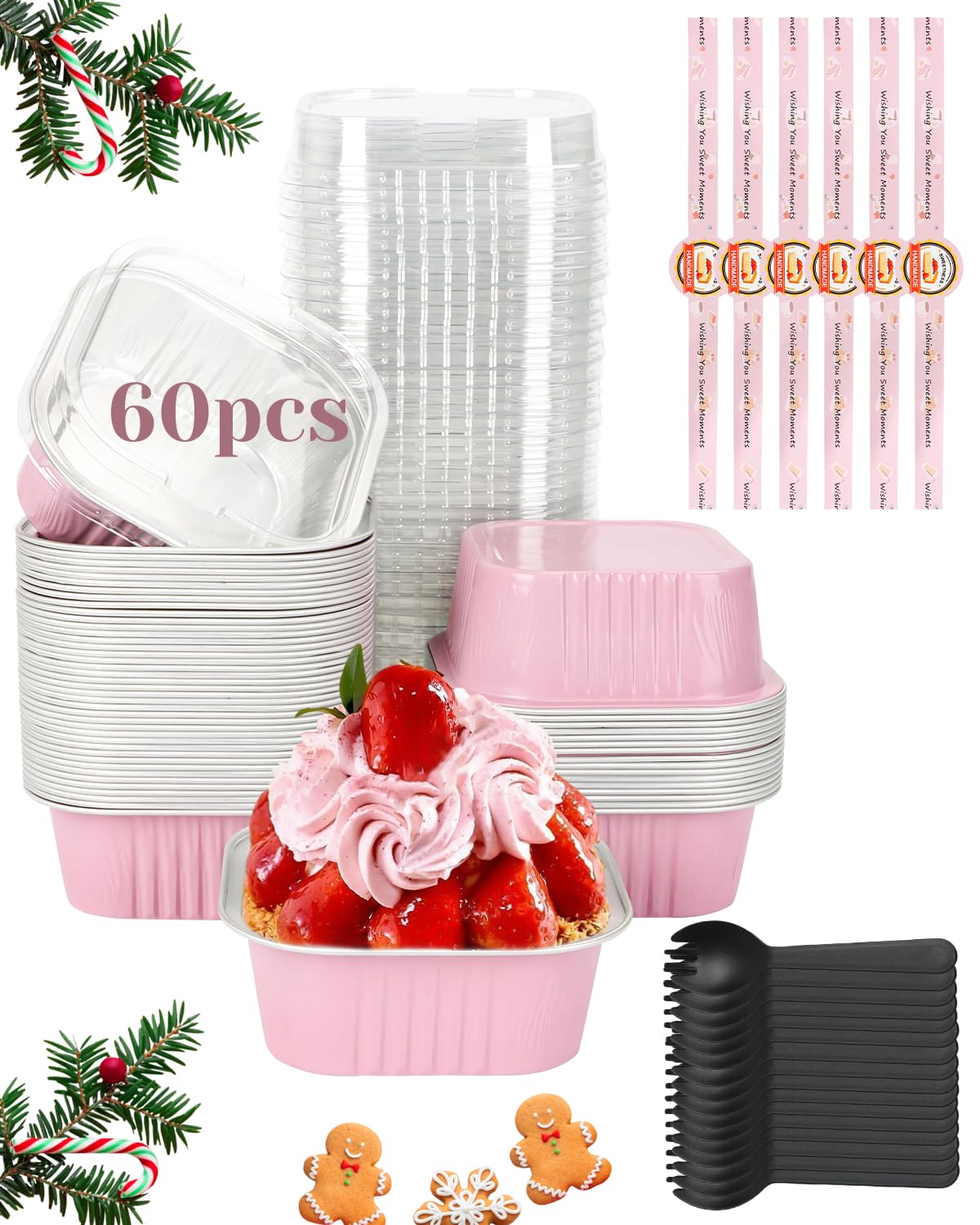 YQER 60-pack square cake pans with lids maintain freshness and ease transport.