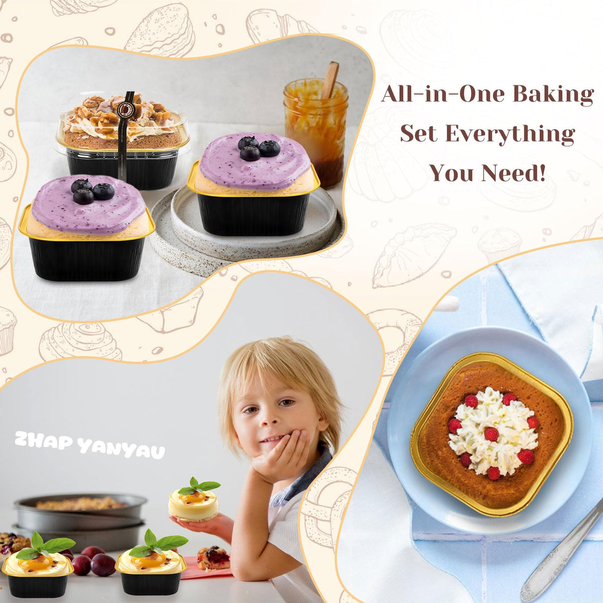 YQER deep 10oz pans ideal for layered puddings and mini casseroles.