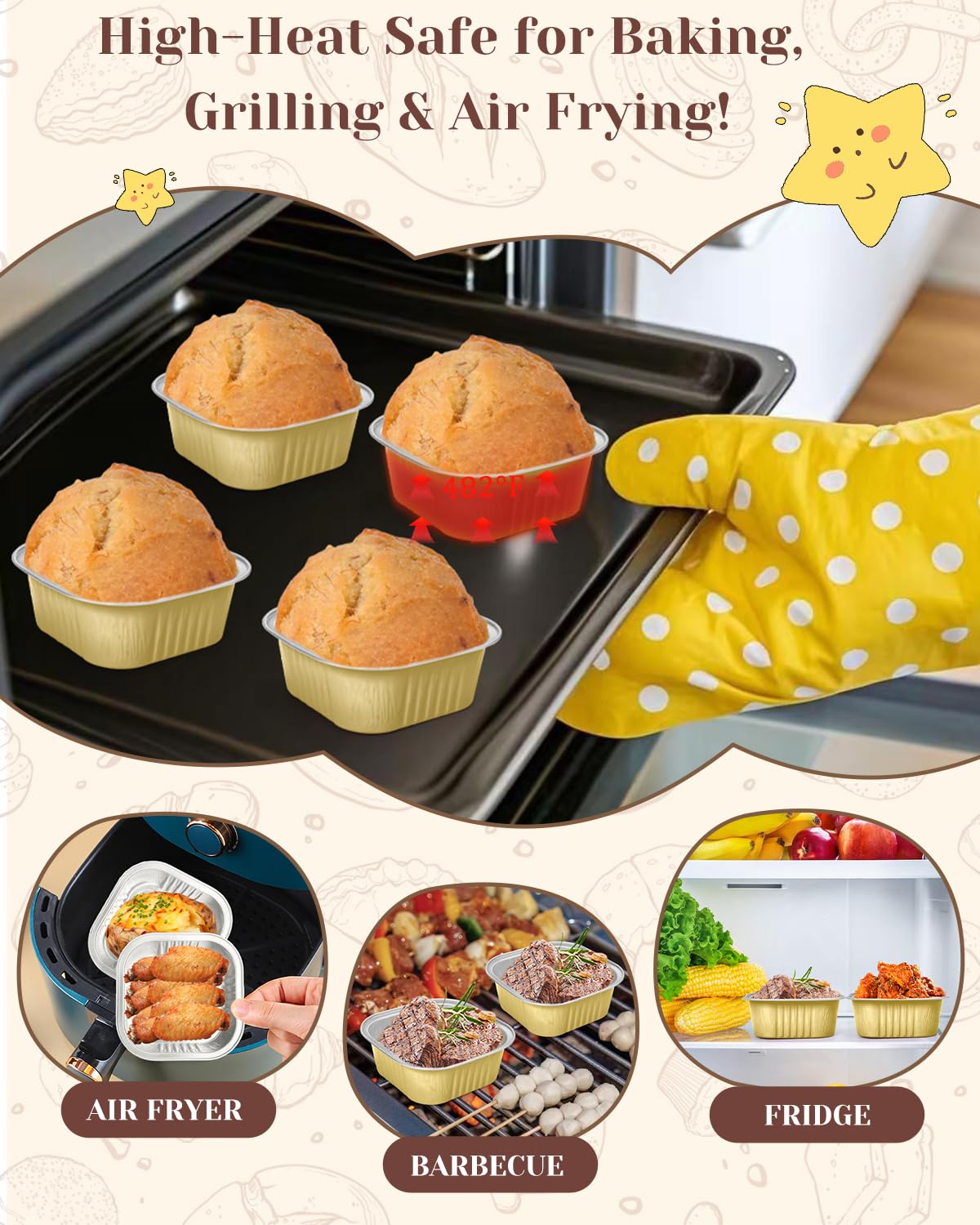 YQER stickers label dessert cups for organized takeaways