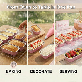 YQER close-up of pink loaf pans with sealing stickers for gift-ready presentation