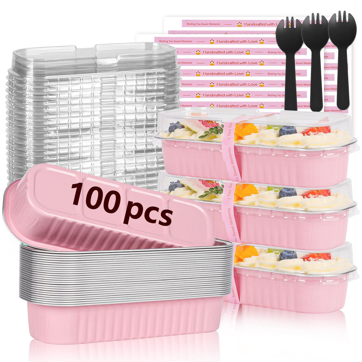 YQER pink mini loaf pans with lids, perfect for easy, mess-free baking