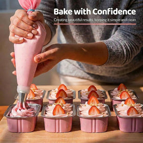 YQER piping bag and 6 tips enable professional decorating at home.