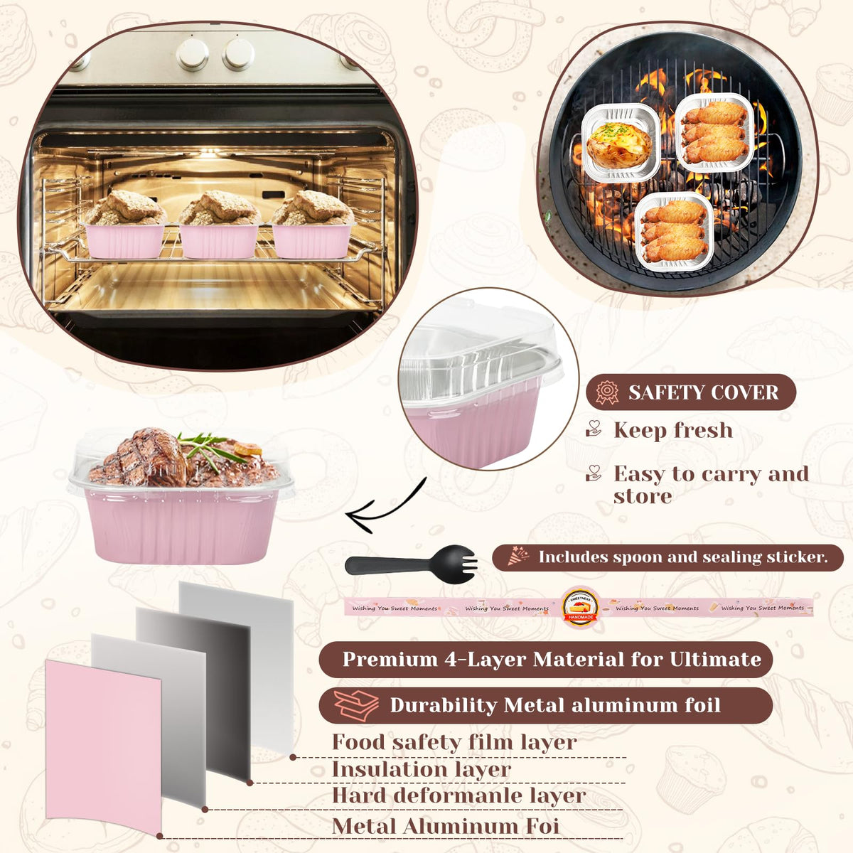YQER square pans suitable for puddings, tarts, and casseroles in one package.