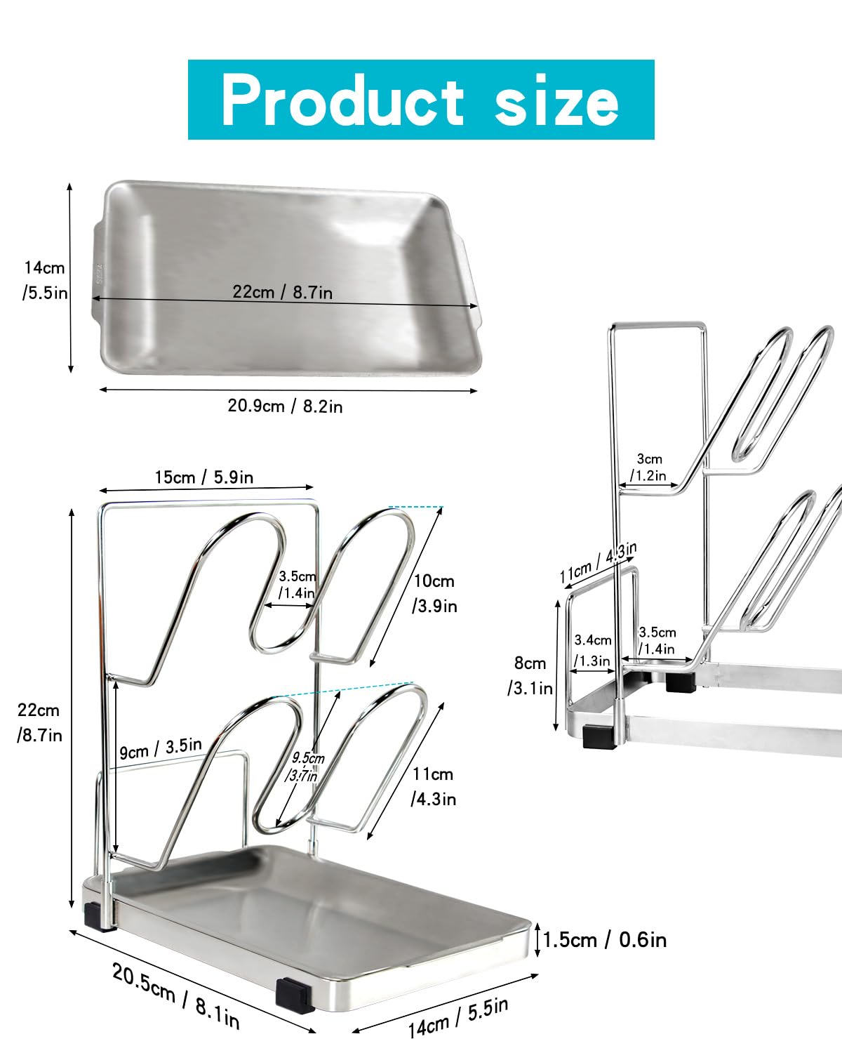 YQh drip tray removable bottom tray catches utensil drips for a dry counter.