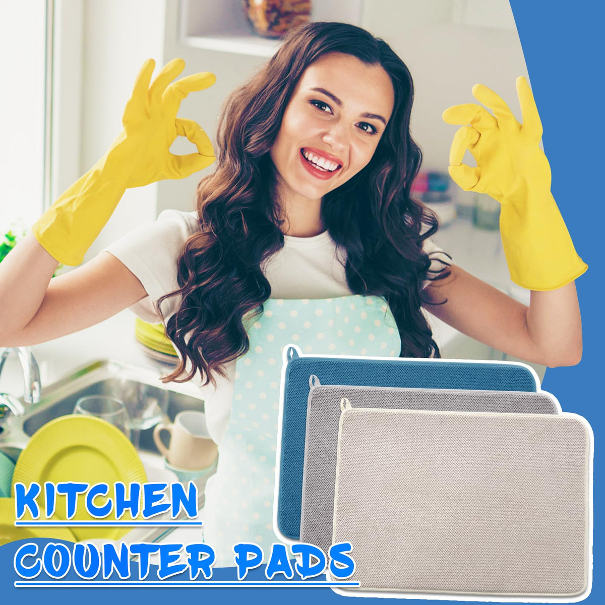 Ysanciuu absorbent fabric dish mat demonstrates high absorbency.