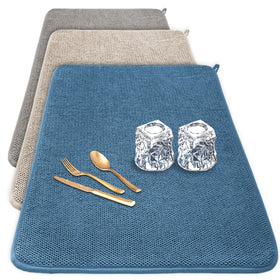 Ysanciuu beige dish drying mat 17x24 inches absorbs water to protect countertops.