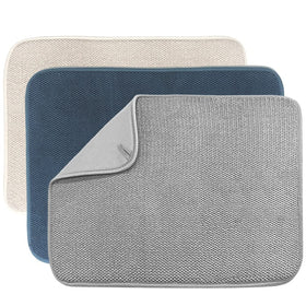 Ysanciuu beige dish drying mat on counter showing moisture absorption and protection