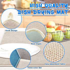Ysanciuu gray dish drying mat cushions and guards delicate items.
