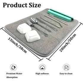 Ysanciuu grey dish drying mat on counter ready for daily use