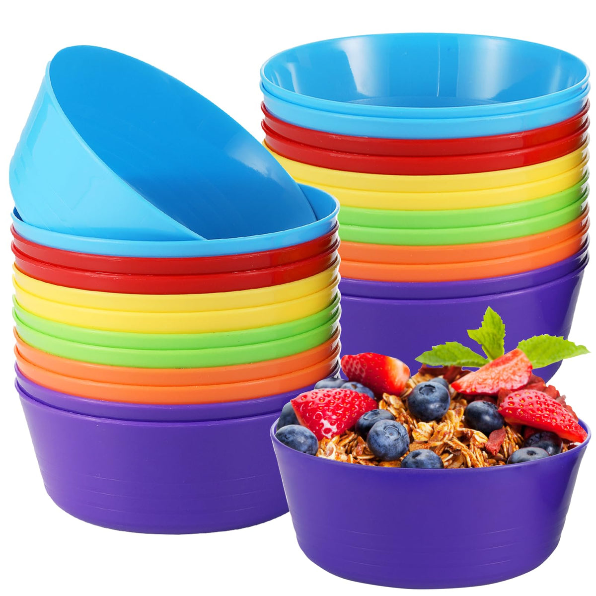 Ysglory 24-pack kid bowls in a colorful set for family meals