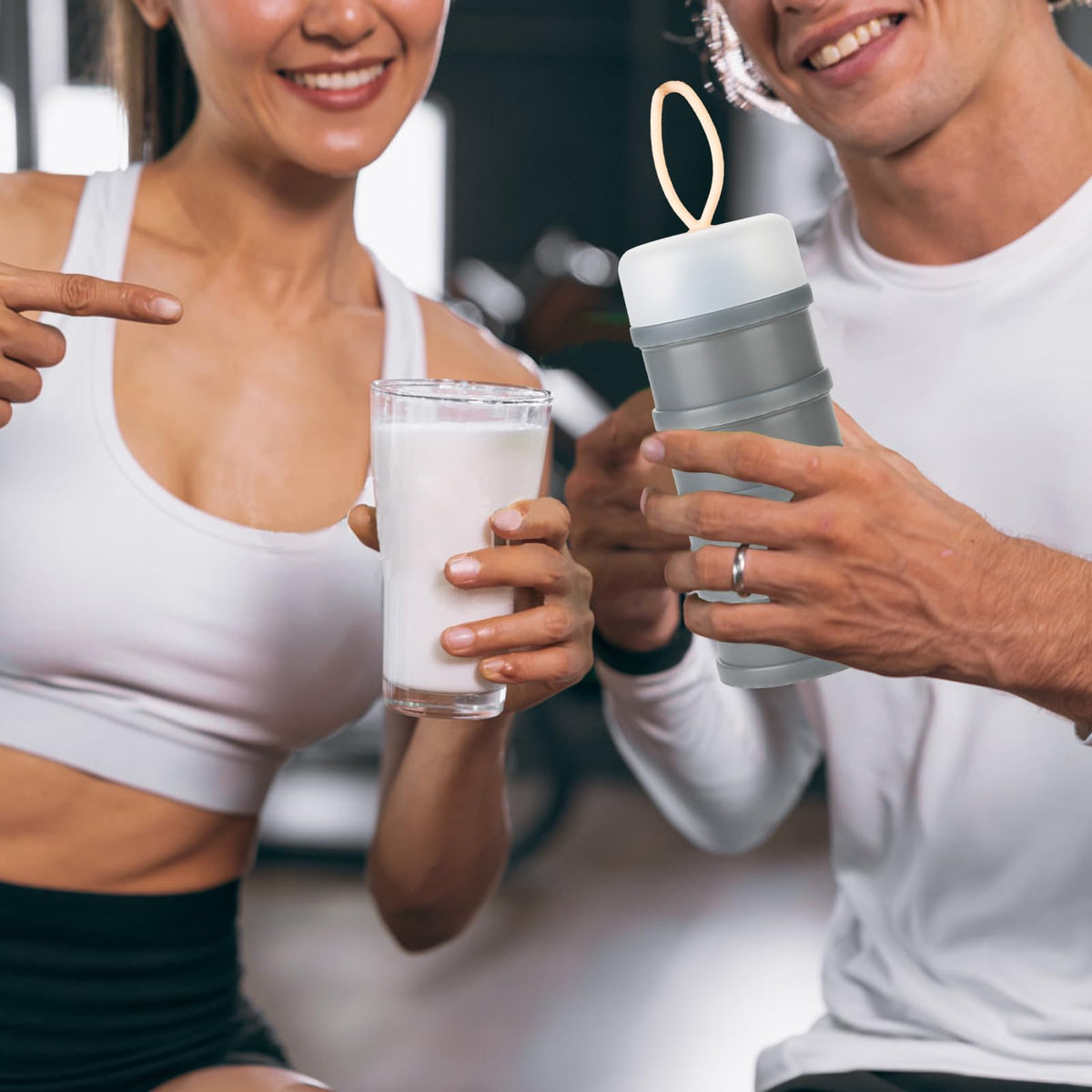 Ysglory protein container pack-in gym bag demonstrates portable fitness accessory.