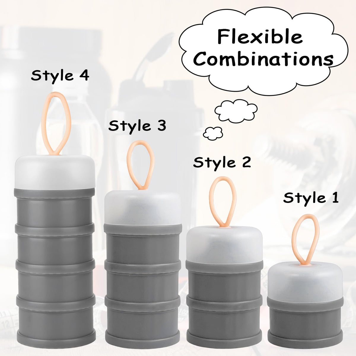 Ysglory protein container white four-layer side view showcases compact travel-friendly design.