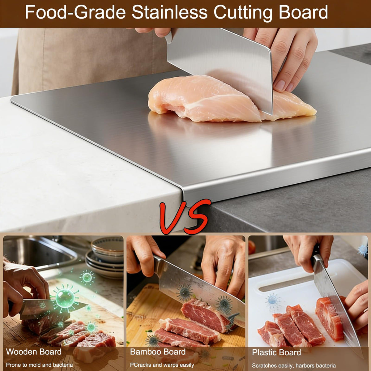 YSSDBBB Dishwasher-safe surface for quick cleanup after prep
