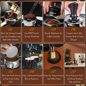 Y-Step distributor evenly levels coffee bed before extraction