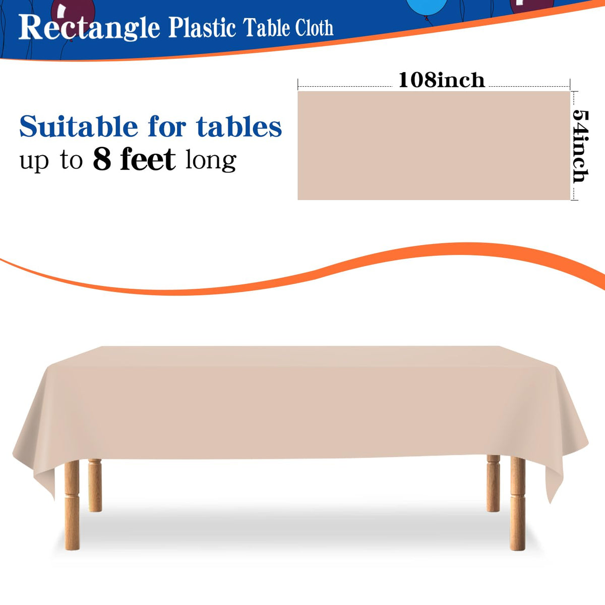 YSYJ beige rectangular table-cover 54 x 108 ready for dining setups and quick cleanup