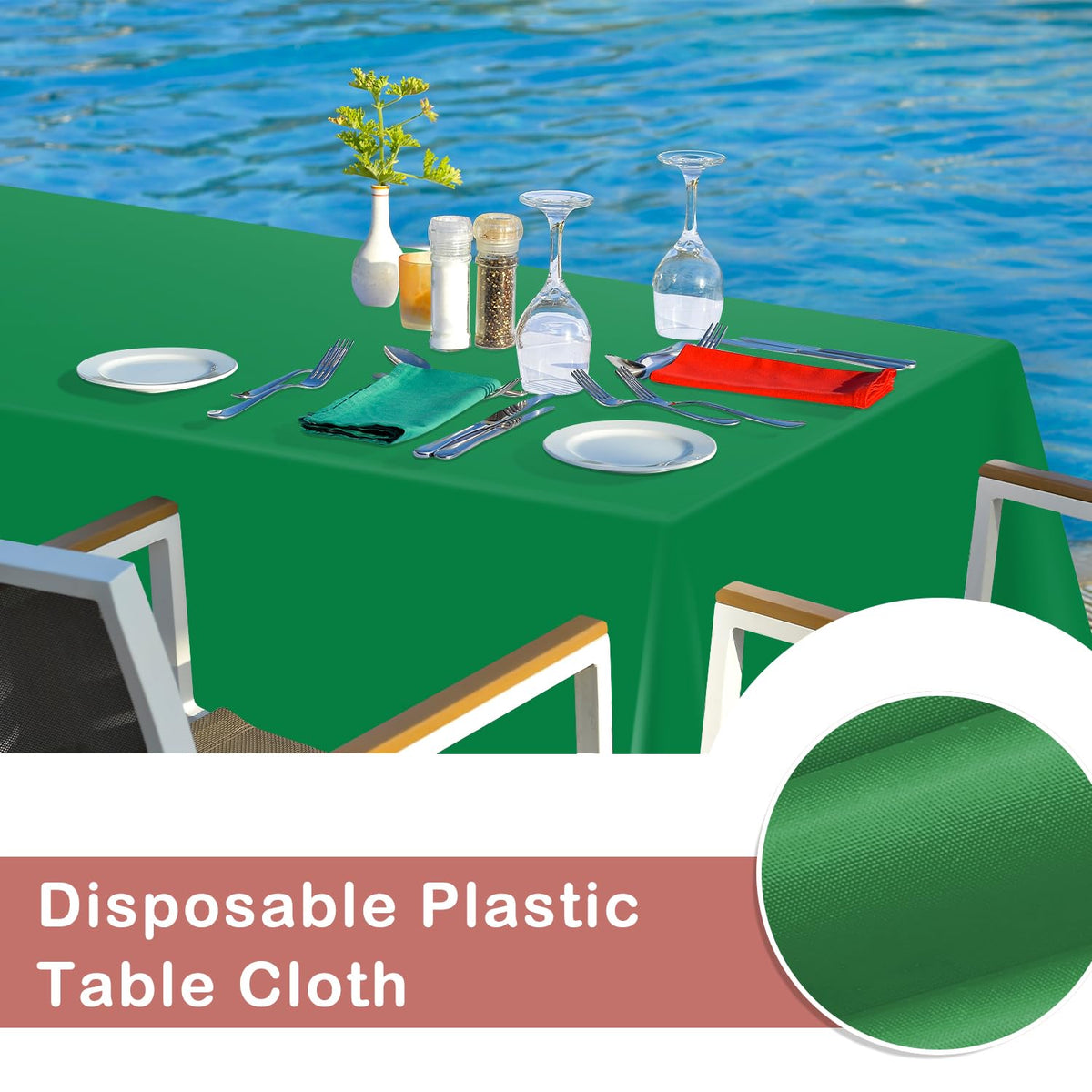 YSYJ Green tablecloth offers water resistance to safeguard tabletops.