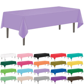YSYJ lavender 54x108 tablecloth covering a rectangular table, ready for a party.