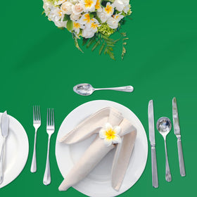 Casual dining scene with YSYJ tablecloth ready for use and cleanup.