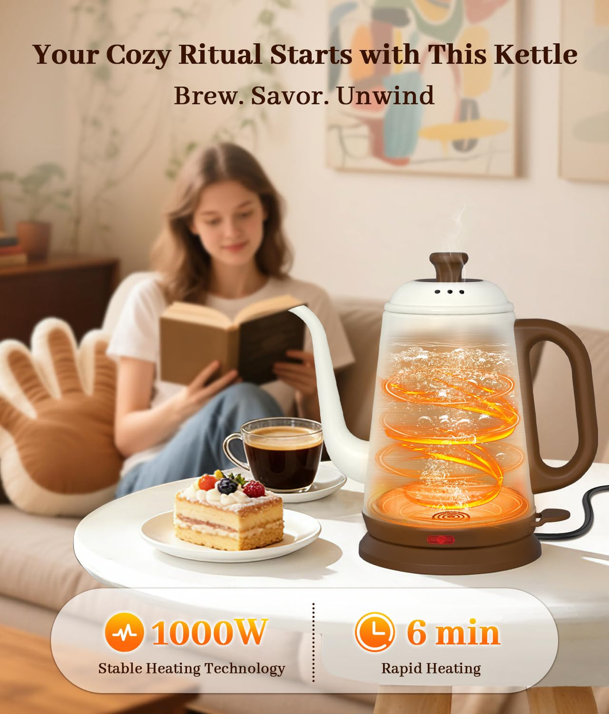 YTLAD gooseneck kettle pour-spout shown for controlled pours