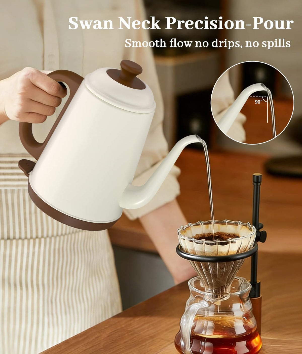 YTLAD gooseneck kettle rapid-boil in action for morning coffee