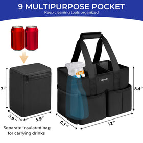 Ytonet Cleaning Caddy with removable cooler bag for organized car supplies