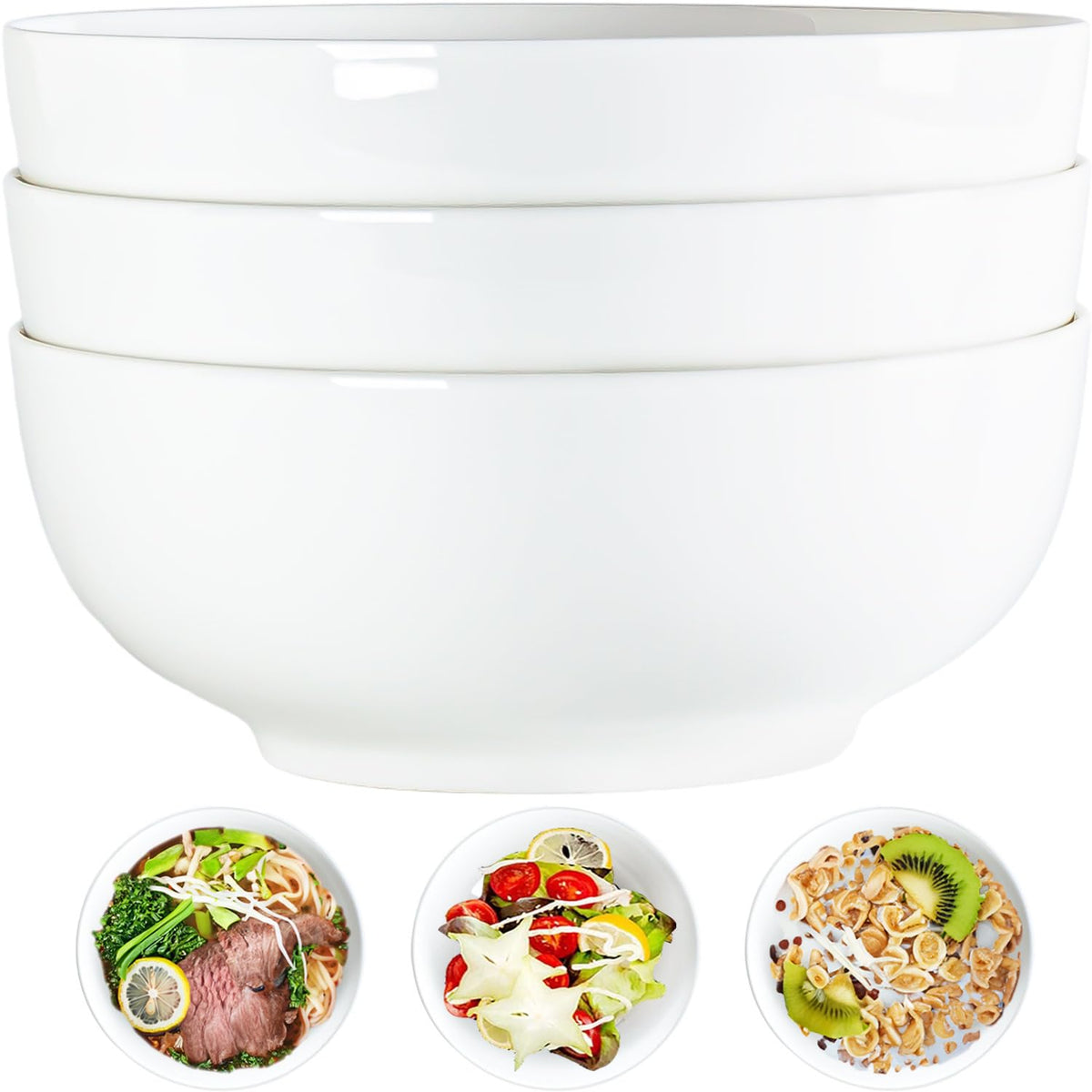 Yuanlity 60oz large soup bowl, front view, ideal for ramen or noodle dishes.