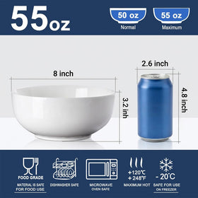 Yuanlity 60oz large soup bowl, side view, perfect for hearty soups and salads.