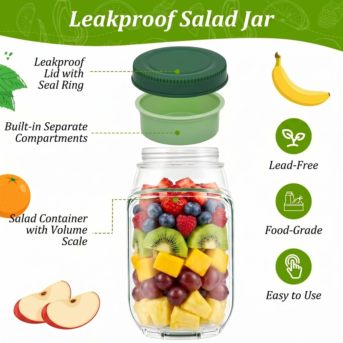 YueYangHuanTai freezer-safe salad jar preserves freshness for batch-prepped lunches