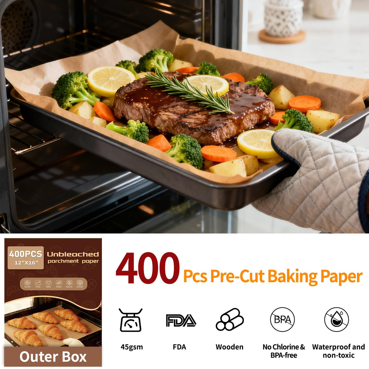 YUANYE parchment paper used in oven and air fryer for versatile cooking