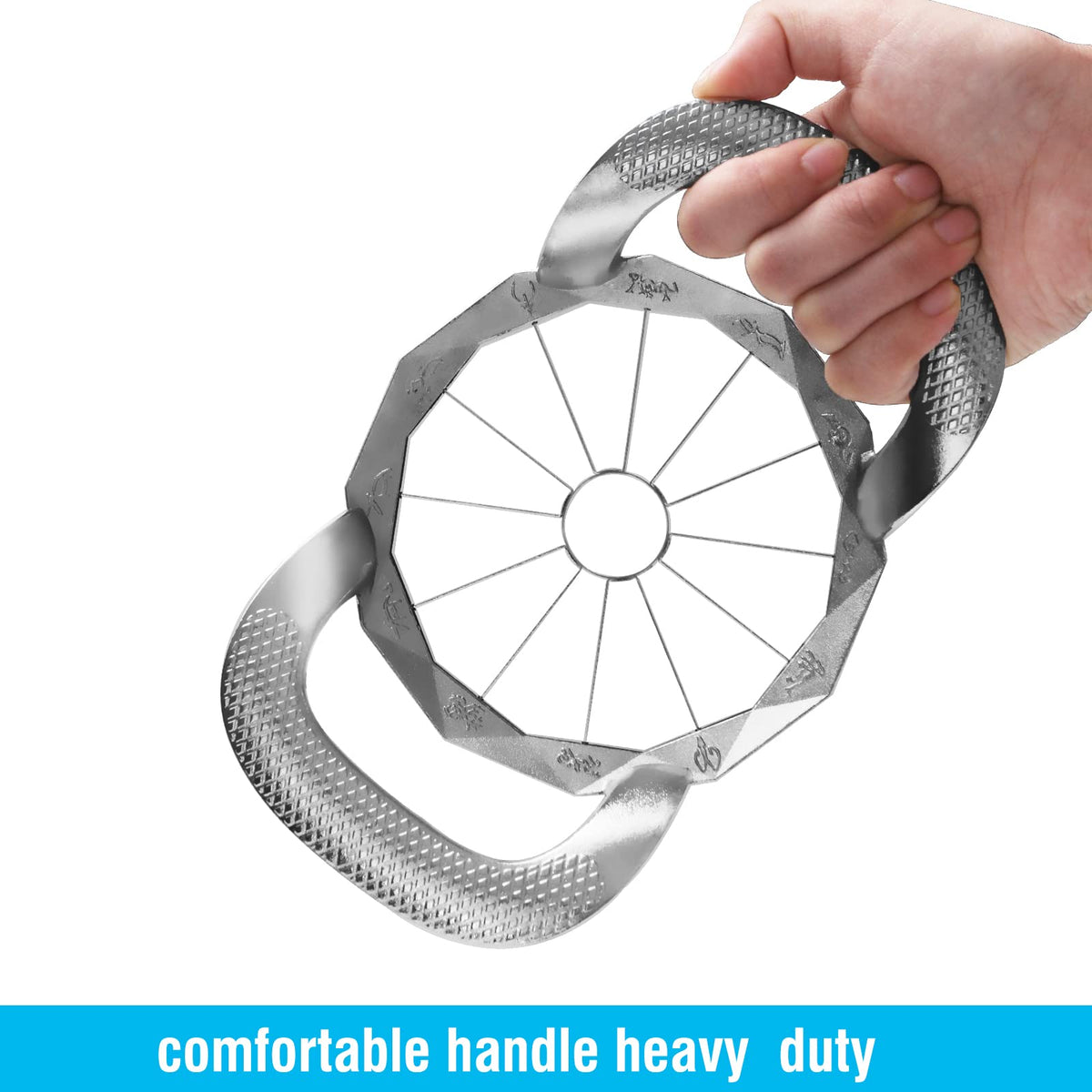 Ergonomic zinc alloy handles on the YUEJUJJ slicer for secure grip.