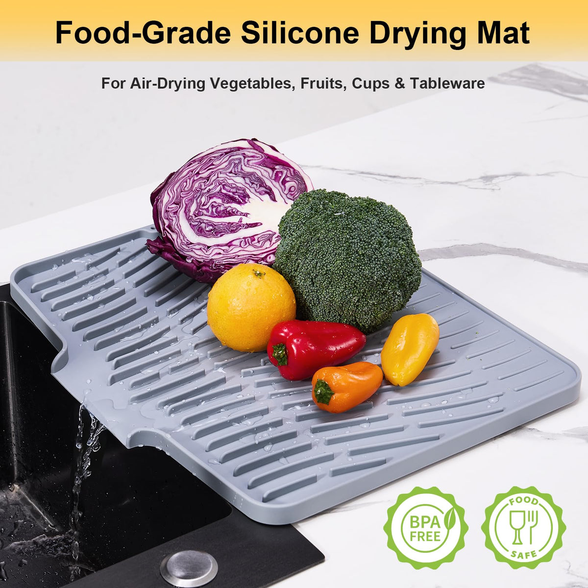YUEYUEJIA silicone dish mat withstands heat up to 450°F protecting surfaces