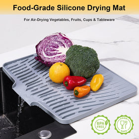 YUEYUEJIA silicone dish mat withstands heat up to 450°F protecting surfaces