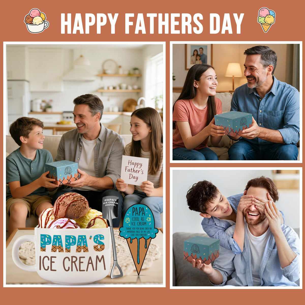 YUEYUQIU complete papa ice cream set shown in gift-ready presentation.