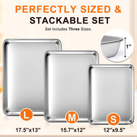 Yuiicaov 17-5 inch baking sheet close-up highlights smooth rolled rims
