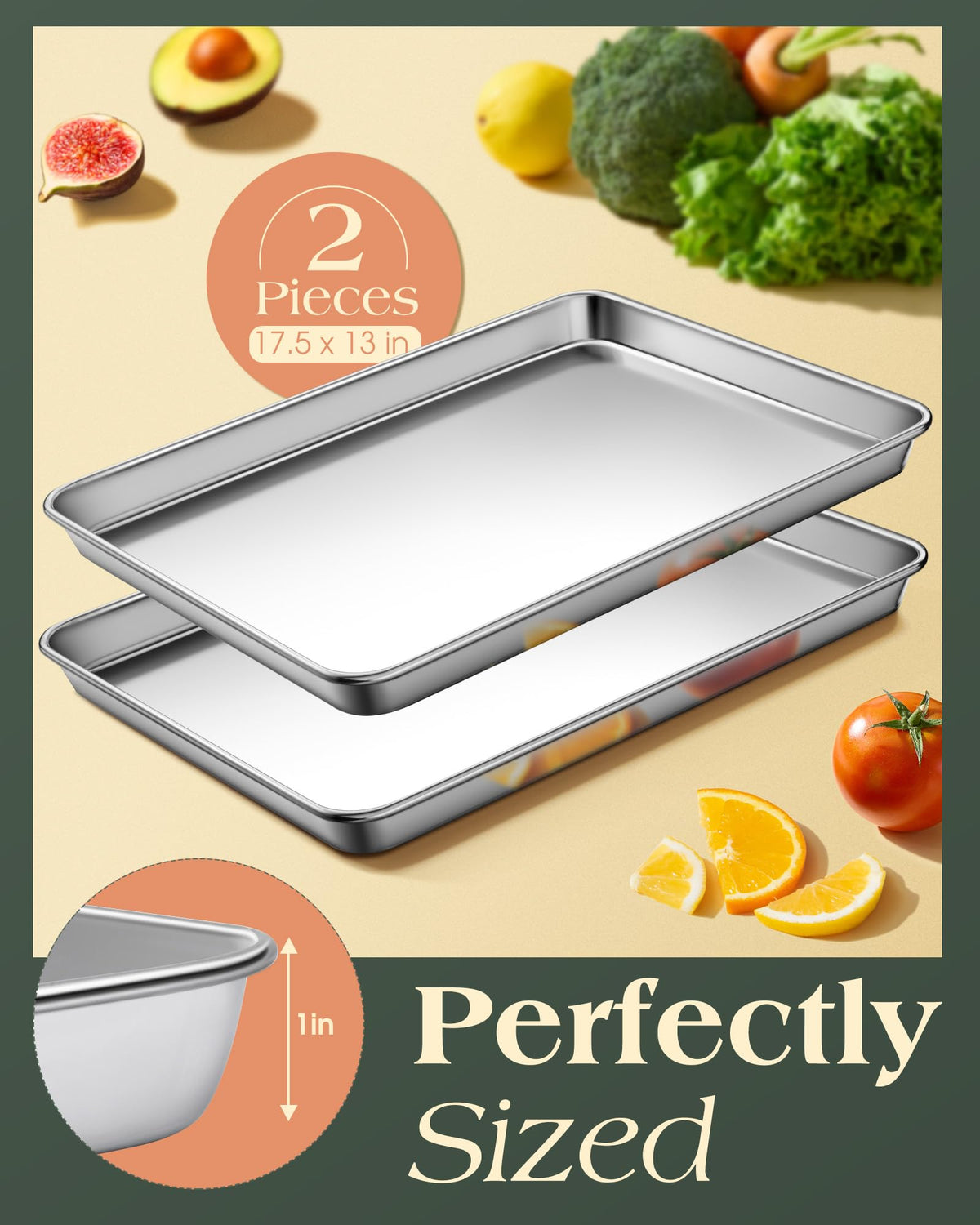 Yuiicaov oven-safe 450°F thickened pan maintains even heat during baking