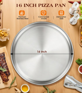 Yuiicaov oven-safe pizza pan with sloped edge for clean crust transfer