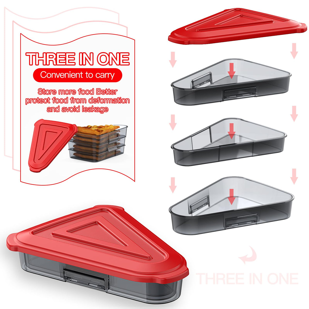 Yuiisenn pizza box extendable side view demonstrates added capacity for leftovers.